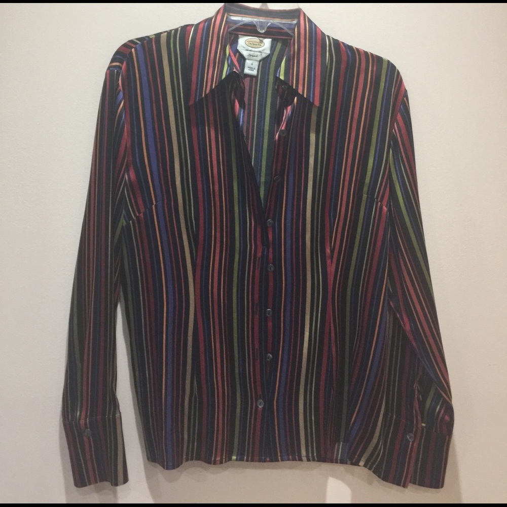 Talbots Multicolor Vertical Stripe Button-Down Shirt